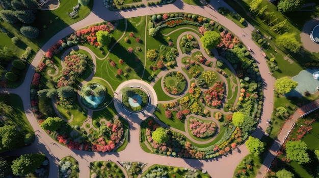 Paesaggio aereo del parco delle fioriture estive