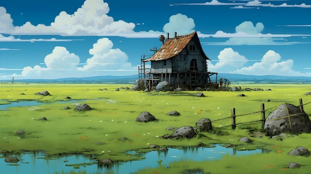 Paesaggio anime in stile Studio Ghibli