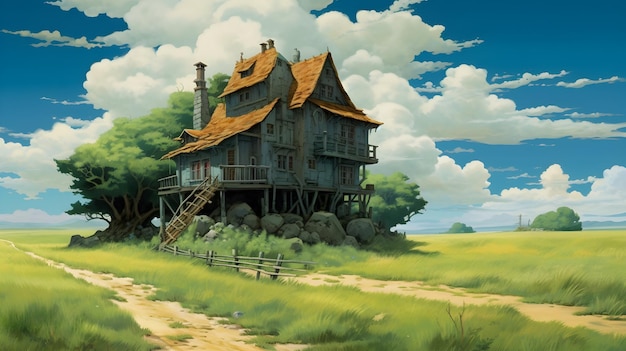 Paesaggio anime in stile Studio Ghibli