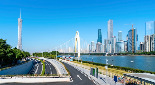 Paesaggio architettonico di Guangzhou e skyline urbano