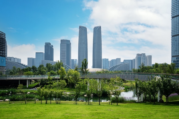 Paesaggio architettonico Street View del centro finanziario di Chengdu, Sichuan