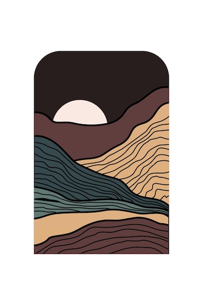 Paesaggio astratto arte boho sfondo