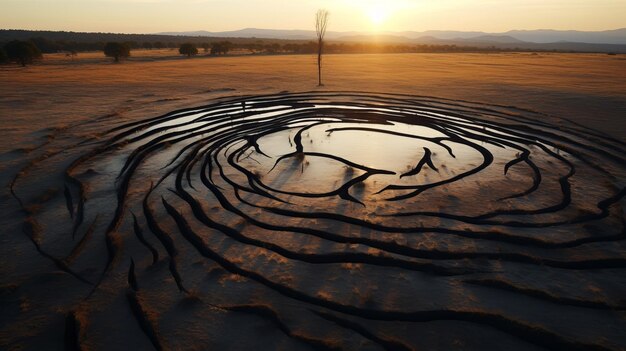 Paesaggio australiano crudo ed emotivo Una scultura surreale di linee che scorrono