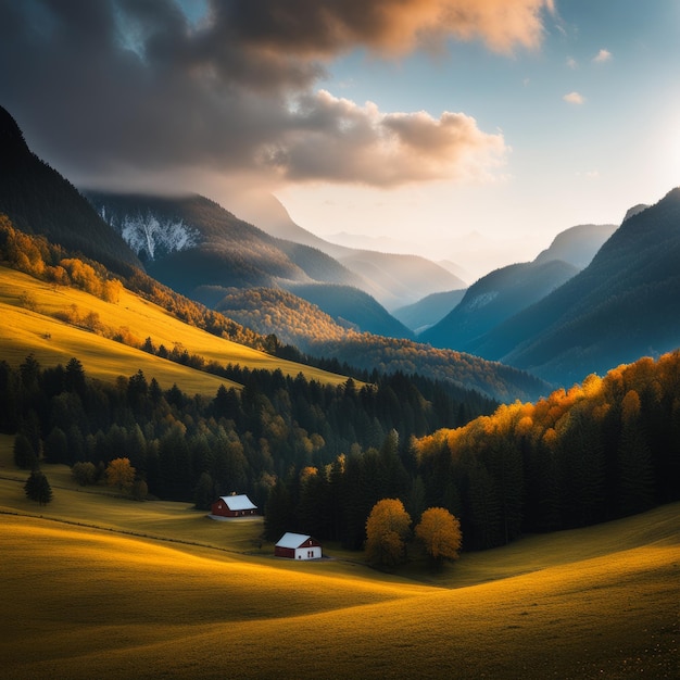 paesaggio autunnale colorato bellissima foresta autunnale in montagna paesaggio Autunnale con colore