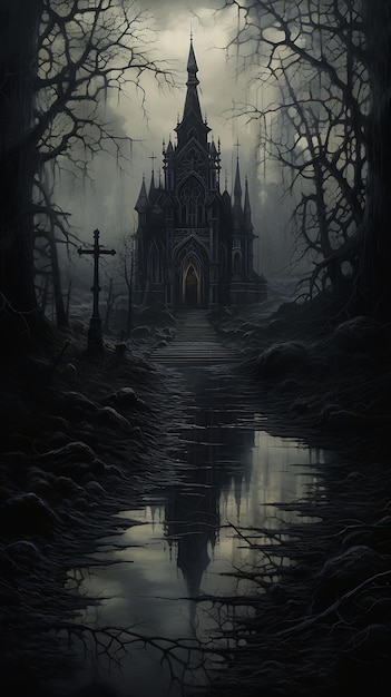 paesaggio castello boschi cielo profondo classico interno vampiro vialetto avventuriero che cammina purgatorio
