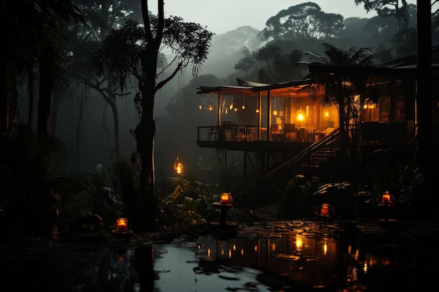 paesaggio cinematografico in stile amazzonico