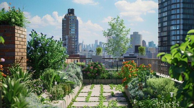 Paesaggio cittadino dal HighRise Condo Rooftop Garden