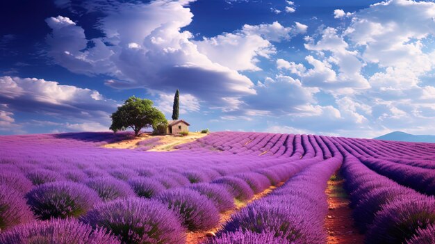 Paesaggio con campi di lavanda dà al vostro progetto una nota di freschezza estiva