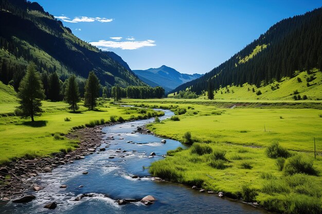 Paesaggio con fiumi e montagne Generativo Ai