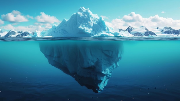 Paesaggio con iceberg nel concetto di riscaldamento globale delle acque