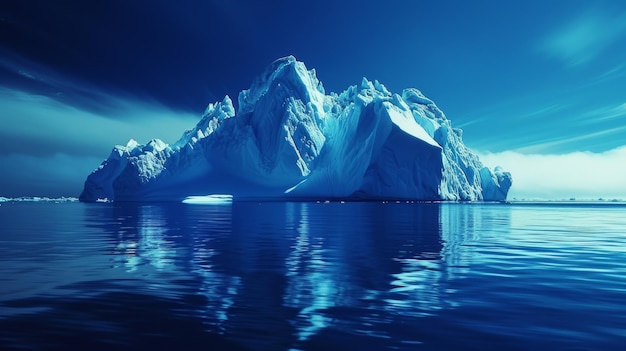 Paesaggio con iceberg nel concetto di riscaldamento globale delle acque