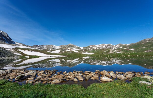 Paesaggio con lago di montagna