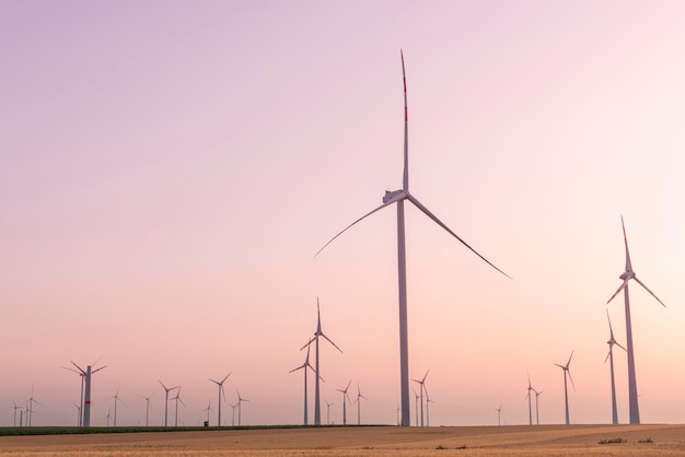 Paesaggio con mulini a vento Fattoria di energia verde rinnovabile