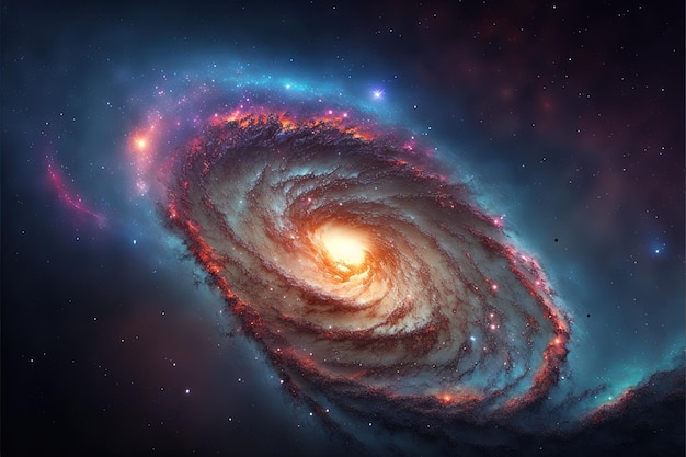 Paesaggio con una galassia nell'immensità dello spazio. IA generativa