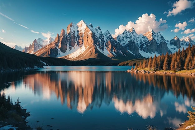 Paesaggio con una montagna e un lago