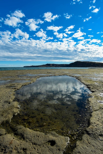 Paesaggio costiero con scogliere nella Penisola Valdes Patrimonio dell'Umanità Patagonia Argentina