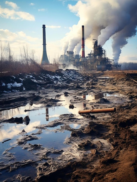 paesaggio degli impianti metallurgici inquinamento della natura