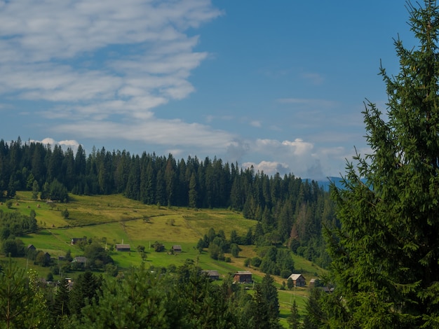 Paesaggio dei Carpazi con cielo nuvoloso