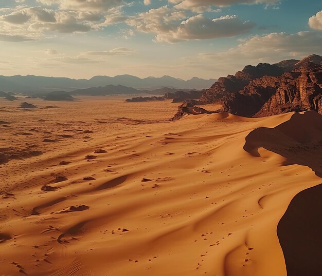 Paesaggio del deserto album fotografico visivo pieno di sabbia calda e vento asciutto