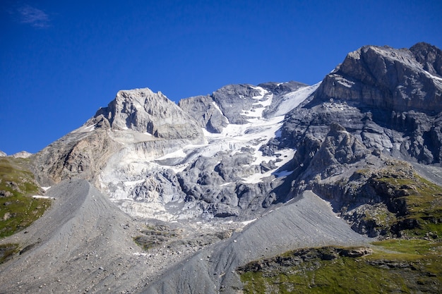 Paesaggio del ghiacciaio alpino della Grande Casse a Pralognan la Vanoise. Alpi francesi.