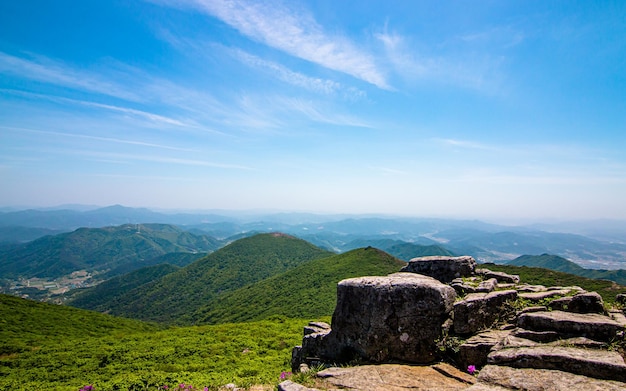 Paesaggio del monte Mudeungsan a Gwangju, in Corea del Sud