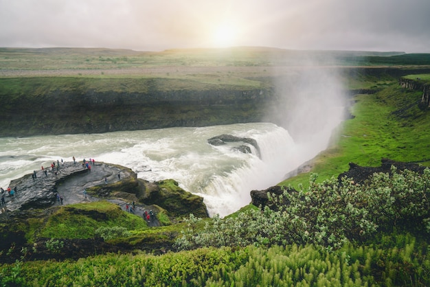 Paesaggio della cascata di Gullfoss in Islanda.