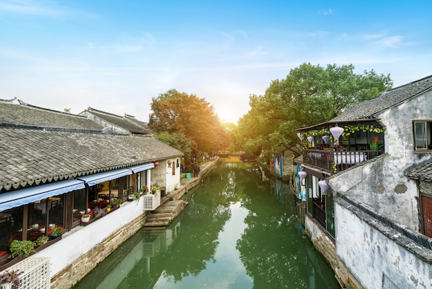 Paesaggio della città antica di Zhouzhuang, Suzhou, Cina