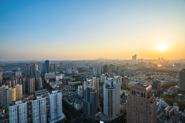 Paesaggio della città di vista di notte Nanjing, Jiangsu, Cina