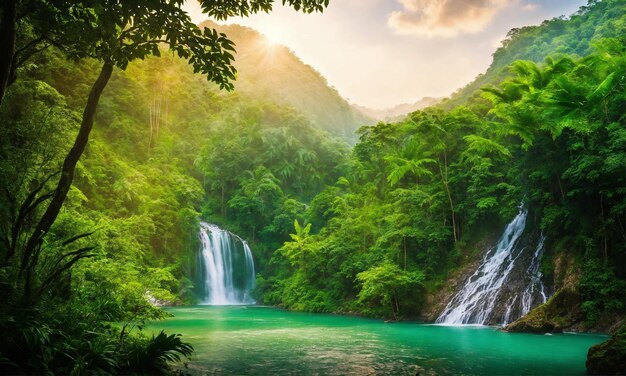 Paesaggio della giungla con acque turchesi che scorrono natura straordinaria