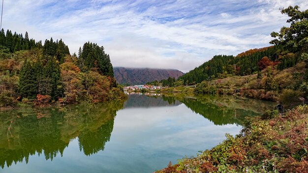 Paesaggio della linea Tadami a Fukushima, Giappone