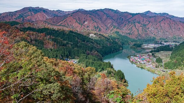 Paesaggio della linea Tadami a Fukushima, Giappone