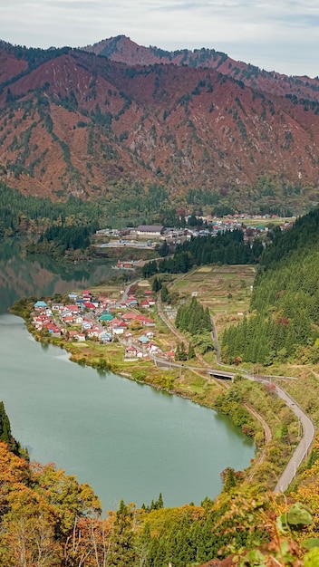 Paesaggio della linea Tadami a Fukushima, Giappone