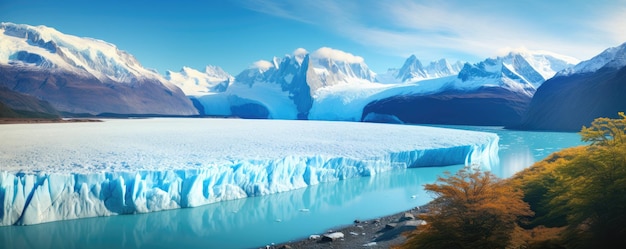 Paesaggio della Patagonia della montagna delle Ande nel ghiacciaio Perito Moreno Argentina Generative ai