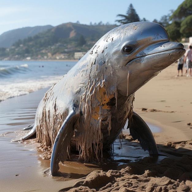 Paesaggio della spiaggia del parco giochi Foto delfini