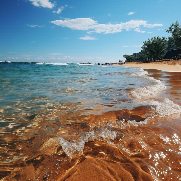 Paesaggio della spiaggia di Sundrenched Shores Foto