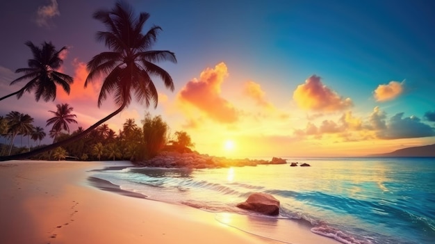 Paesaggio della spiaggia di un'isola tropicale paradisiaca