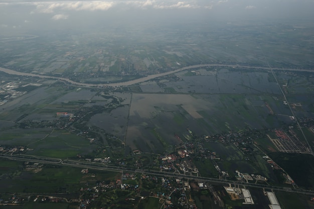 Paesaggio della terra visualizzato dall&#39;aeroplano.