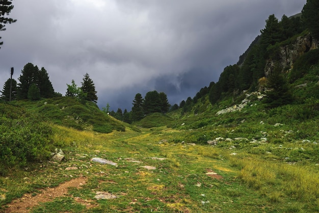 Paesaggio della valle della montagna nelle alpi francesi