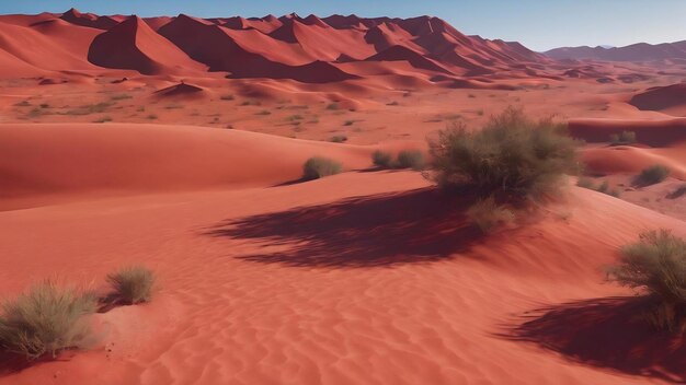 Paesaggio deserto rosso 3D render cielo limpido