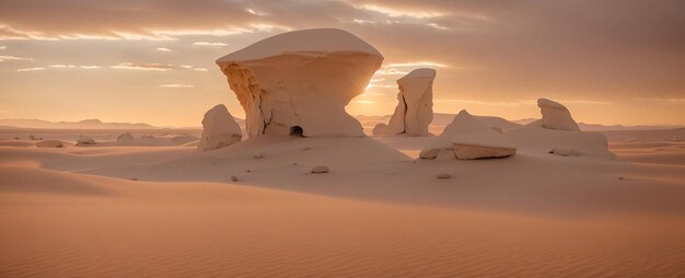 Paesaggio deserto secco sabbia calda senza vita IA generativa.