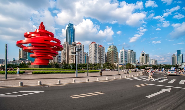 Paesaggio di architettura urbana moderna a Qingdao