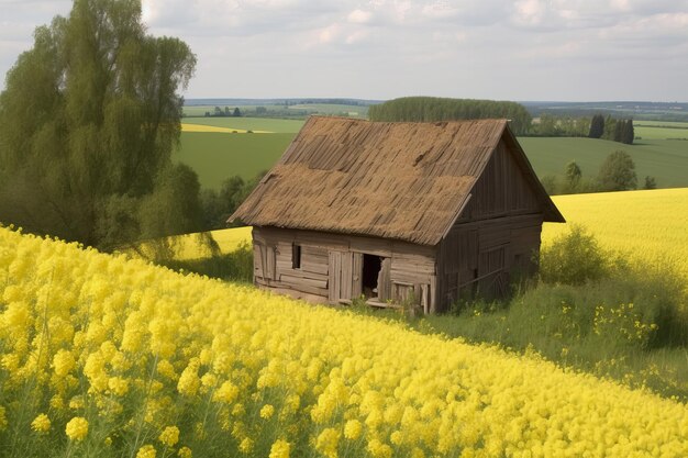 Paesaggio di campagna con struttura