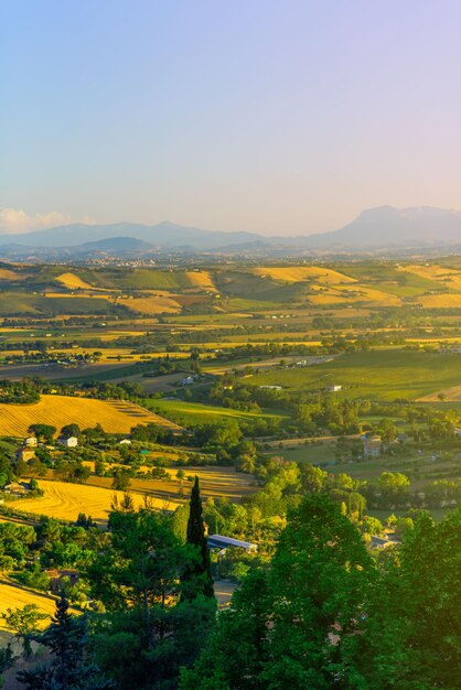 paesaggio di colline e campi italiani