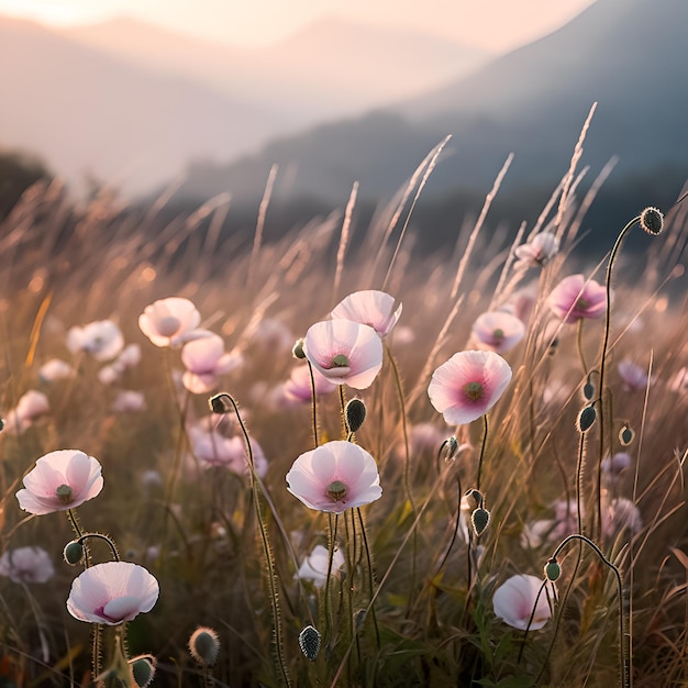 Paesaggio di fiori rosa