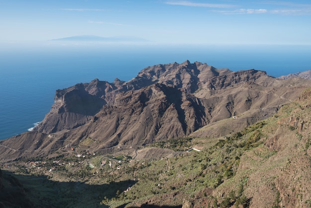 Paesaggio di La Gomera, Canyon e scogliere, Isole Canarie, Spagna.