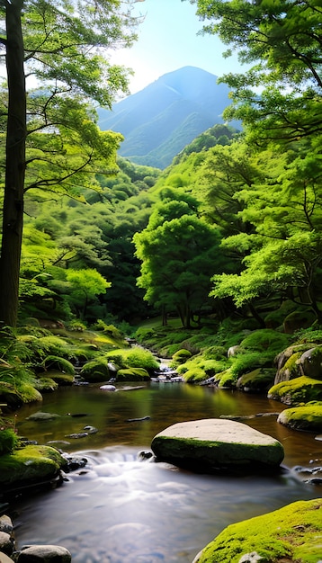 Paesaggio di meditazione zen Ambiente di natura tranquilla e spirituale