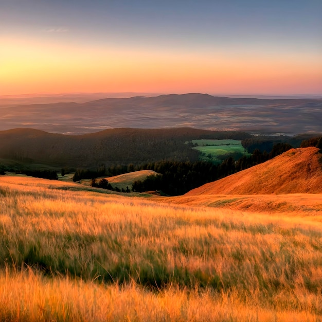 Paesaggio di montagna all'alba ai generato