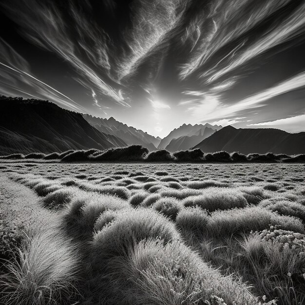 Paesaggio di montagna con erba