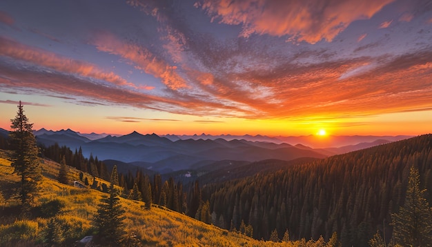 paesaggio di montagna con il sole