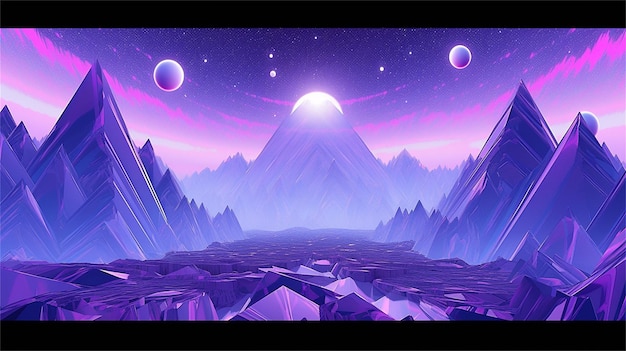 Paesaggio di montagna con neve e stelle Illustrazione vettoriale dell'alba
